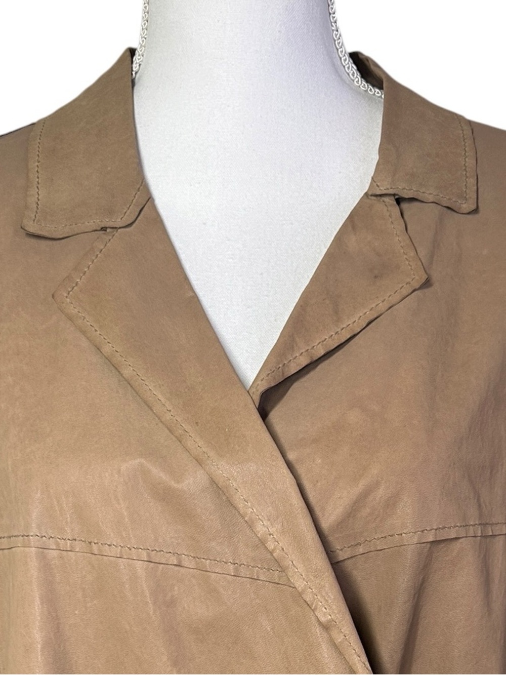 Annette Görtz Vibi 100% Lamb Leather Wrap Jacket Taupe EU 38 US 8 Germany - Picture 2 of 13